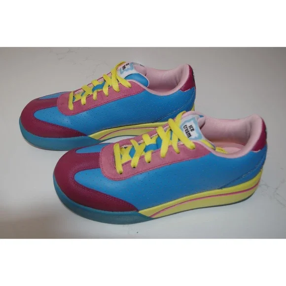 BBC Ice Cream Board Flip Sneakers Blue Pink Yellow Low Top Skate Shoes 5